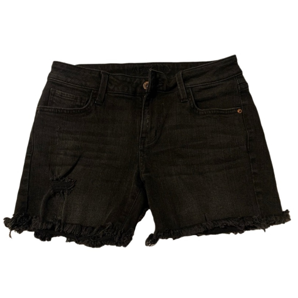 Arizona Jean Co. Black Distressed Denim Mid-Rise Shorts Junior's Size 5